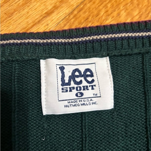 Vintage Lee Sport Sweater Vest Men's Large V Neck Golf USA Made L - Picture 3 of 7